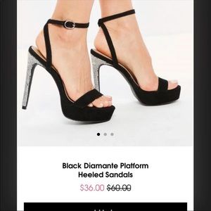 Missguided Black Diamonte Heels